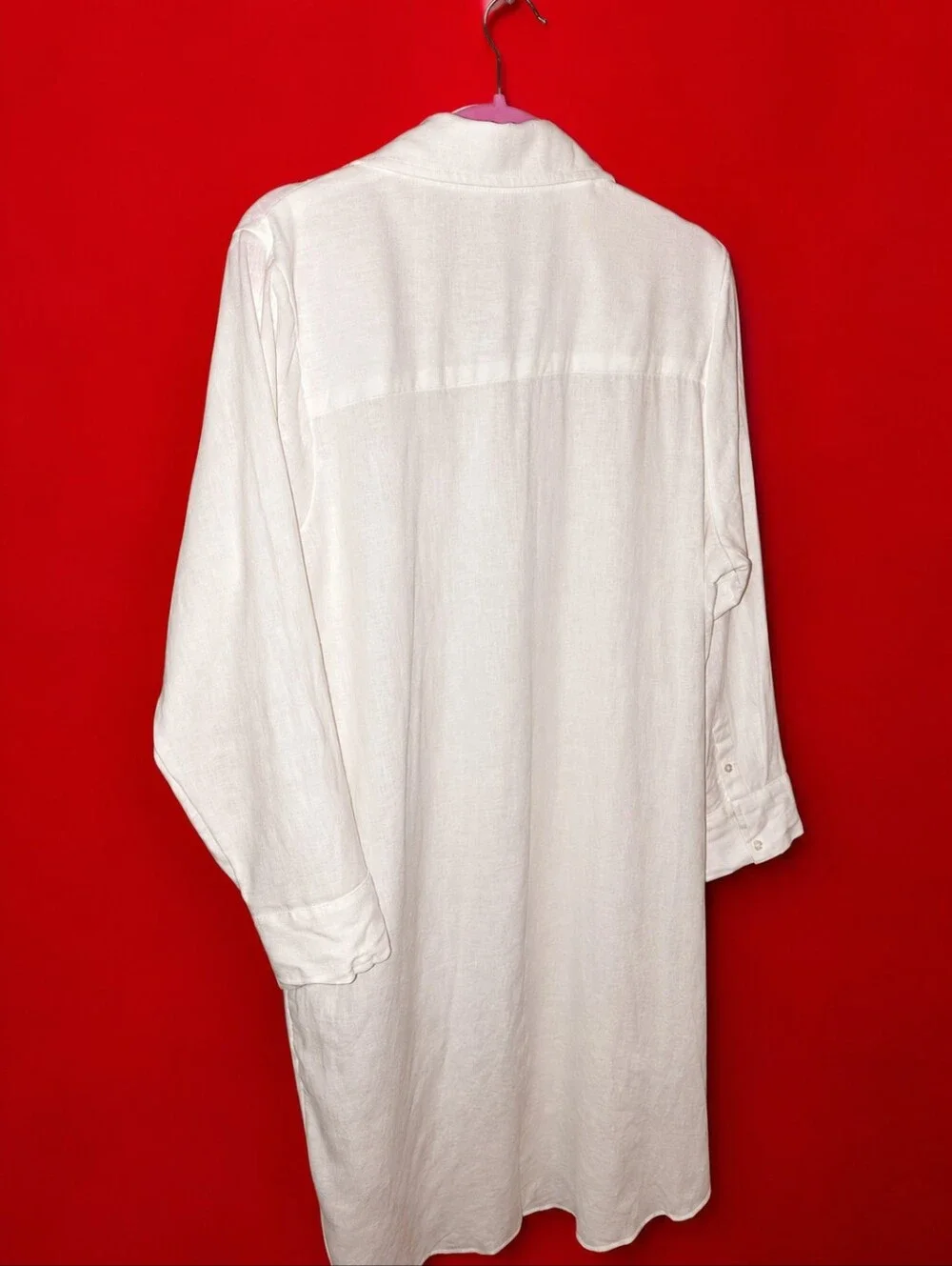 Abercrombie & Fitch White Button Down Long Sleeve Shirt Dress NWT (SIZE L)